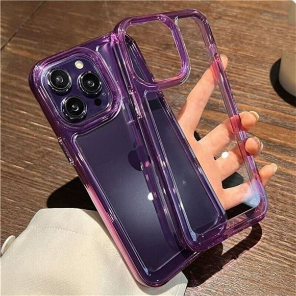 Clear Purple Case For iPhone 14 Pro Max 13 12 11 XS XR 8 7 SE Shockproof Cover - Picture 8 of 10